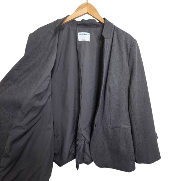 Old Navy Pixie Blazer Womens Plus 2X Smoke Gray One Button Stretch Career Office - Picture 6 of 10